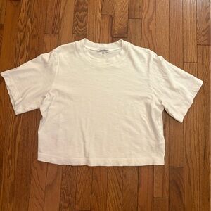 Cotton Citizen White Cropped Short Sleeve T-Shirt